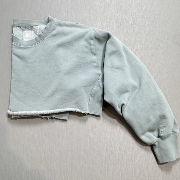 Aritzia Tna Cozy AF Fleece Crop Crew Neck Sweatshirt Seafoam Green 1 XS S - Picture 5 of 11